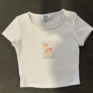 Princess Polly White Ribbed Baby Tee with Cute Graphic